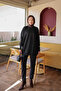 Black Floral Knitted Cold Yarn Knitwear Tunic - 2