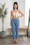 Women's 100% Cotton Elastic Waist Carrot Cut Muslin Trousers - 4