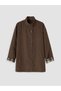 Özmarka New Season Brown Oversize Gabardine Women's Trench Coat - 5