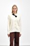 Cream Bow Detailed Angora Soft Knitwear Cardigan - 2