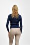 Navy Blue Ribbed Polo Neck Knitwear Body Sweater - 4