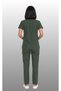 Women's Envelope Collar Turquoise Petrol Blue Saks Blue Bitter Green Terycotton Doctor & Nurse Scrubs Set - 5