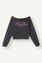 Cropped Fit Boat Neck Printed Sweatshirt I6138Ax26Au - 3