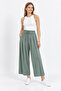 Loreen Women's Elastic Waist Lace-Up Wide Leg Pants Almond Green 20664