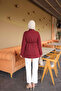 Burgundy Cuffed Single Button Dabıl Crep Jacket - 4