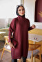 Burgundy Cold Yarn Knitwear Tunic with Cufflinks