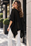 Women's Black Poncho Oversize Glittery Knitwear Cape - 5