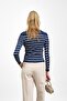 Navy Blue Ribbed Polo Neck Knitwear Body Sweater - 3