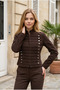 Women's Brown Military Bando Style Unlined Gabardine Short Coat Jacket Yy101427 - 3