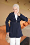 Navy Blue Single Button Dabıl Crep Jacket with Sleeves - 3