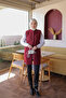 Burgundy Bow Buttoned Felt Vest - 3