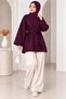 Women's Burgundy Modal Oversize Tunic Comfortable Fit Long Sleeve Slit