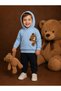 Baby 100% Cotton Teddy Bear Embroidered Hooded Sweatshirt and Jogger Pants 2-Piece Set