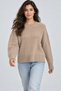 Women's Crew Neck Drop Shoulder Ribbed Detailed Knitwear Sweater - 2