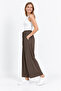 Loreen Women's Elastic Waist Lace-Up Wide Leg Pants Brown 20664 - 2