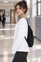 Basıl Women's 100% Cotton Crew Neck Oversize Fit Long Sleeve White T-shirt - 3