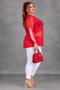 Plus Size Transparent Tulle Detailed Stone Embellished Letter Printed Stripe Sleeve Women's Blouse - 6