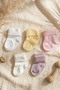 Pebble Soft 5-Pack 100% Cotton Soft Textured Curled Toe Baby Socks Set - Pastel Color Mix - 2