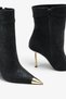 Women's Pointed Toe Thin Heeled Boots Kaesa Black Nubuck - 4