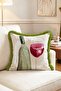 Bohemian Wine Glass and Bottle Patterned Decorative Fringed Throw Pillow Cover - 2