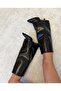 Black Women's Heeled Boots with Dusty Detail