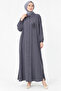 Stone Embellished Buttoned Long Tunic – Anthracite 10797