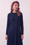 Women's Crew Neck Long Sleeve Deep Slit Viscose Long Dress - 8