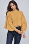 Women's Half Turtleneck Bat Sleeve Crop Sweater - 4