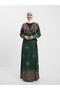 Hijab Prayer Dress Mother Green Leopard Patterned Double Breasted