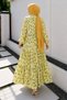 Leaf Patterned Dress with Patch Detail Tsd260261 Yellow - 6