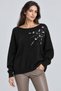 Women's Boat Neck Stone Embroidered Oversize Sweater - 3
