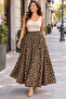 100% Cotton Viscose Leopard Pattern Concealed Pocket Flared Skirt