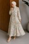 Floral Patterned Dress with Elasticized Ankle Tsd260270 Green - 5