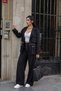 Black Zipper Design Jacket and Pants Set - 3
