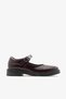 Burgundy Patent Leather Genuine Leather Ballerinas with Buckle Detail - 3