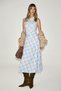 Savelle Women's Degaje Collar Slit Long Blue / Patterned Dress