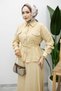 Pocketed Gathered Waist Skirt Suit Tsd260171 Beige - 2