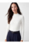 Two Mt Shop Quality Lcw Everyday White Camisole Plain Super Skinny & Extra Slim Long Sleeve Women's Bodysuit