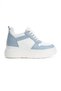 Women's Blue Faux Leather Skin White Thick Sole Casual Comfortable and Stylish Sports Shoes - 4