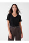 Two Mt Shop Quality Black Combed Cotton Plain Standard & Regular Short Sleeve Women's T-Shirt