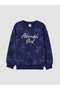 Ecru Printed Girls' Thick Sweatshirt - 4