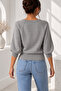 Women's Crew Neck Raglan Cut Gray Knitwear Sweater - 4