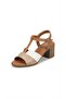 Tan-Mink-White Women's Genuine Leather Heeled Sandals 617.1566 - 2