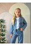 Girl's 3-Piece Combination Denim Jacket and Pants Set with Combed Cotton Embroidery Detail - 5