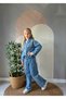 Girl's 3-Piece Combination Denim Jacket and Pants Set with Combed Cotton Embroidery Detail - 4