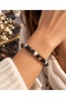 Brown White Agate and Hematite Natural Stone Bracelet-Handmade Natural Stone - 2