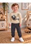 Cute Teddy Bear Printed Baby Boy 2-Piece Sweatshirt and Jogger Pants Set 6-24 Months