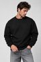 Relax Fit Comfortable Cut Cotton Sweatshirt with Fleece Inside - Black