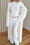 Ecru Soft Textured Short Sleeve 3-Piece Set - 4206 - 2