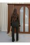 Ribbed Knitwear Set Shirt Collar Buttoned Blouse Trousers Standard Size - 3